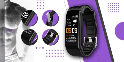 Smartband GIEWONT Fit&GO Duo GW200-3 - Black + Pasek Flora Violet