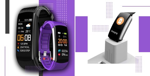 Smartband GIEWONT Fit&GO Duo GW200-3 - Black + Pasek Flora Violet