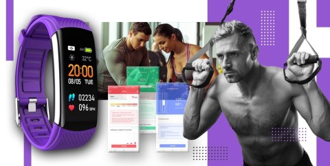 Smartband GIEWONT Fit&GO Duo GW200-3 - Black + Pasek Flora Violet