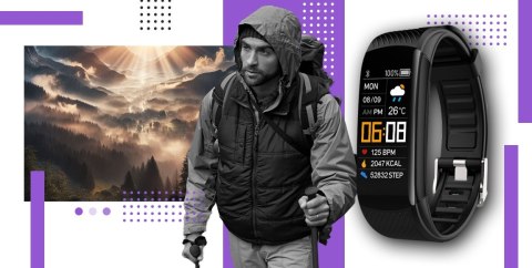 Smartband GIEWONT Fit&GO Duo GW200-3 - Black + Pasek Flora Violet