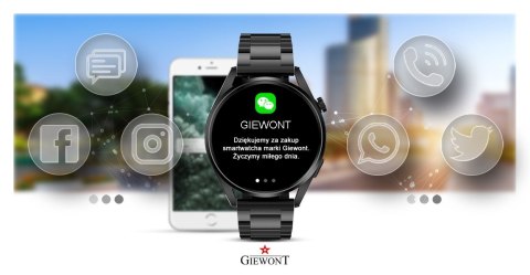 Smartwatch GIEWONT Vertex SmartCall GW450-2 Carbon/Carbon Leather
