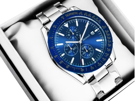 Zegarek Męski GIEWONT PrimeChrono GW8620-2 Chronograf Silver/Blue