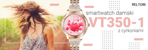 Smartwatch Damski VELTORI VT350-1 Bransoleta Różowe Złoto