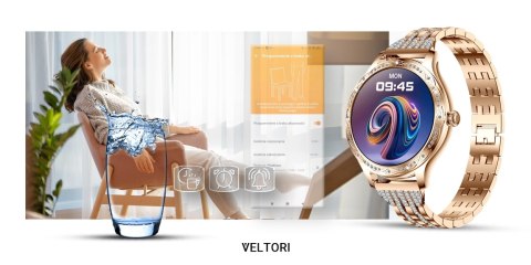 Smartwatch Damski VELTORI VT350-1 Bransoleta Różowe Złoto