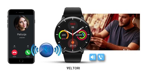 Smartwatch VELTORI VT160-1 Czarny Pasek Silikonowy