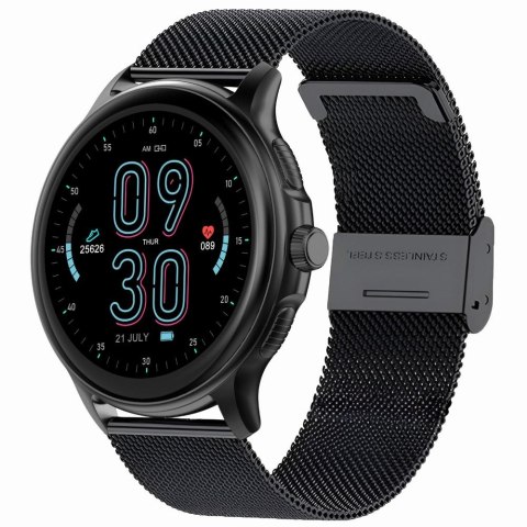 Smartwatch Damski GRAVITY GT12-1 Czarny Pasek Silikonowy + Czarna Bransoleta