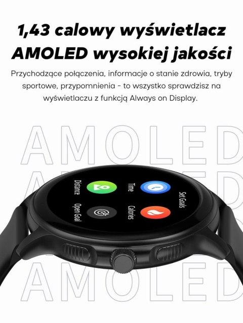 Smartwatch Damski GRAVITY GT12-4 Czarny Pasek Silikonowy + Bransoleta Różowe Złoto