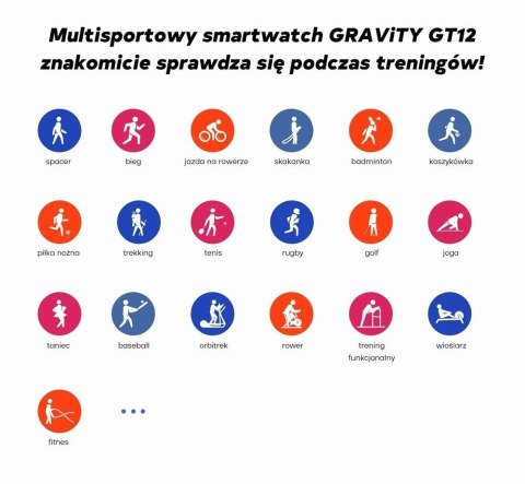 Smartwatch Damski GRAVITY GT12-4 Czarny Pasek Silikonowy + Bransoleta Różowe Złoto