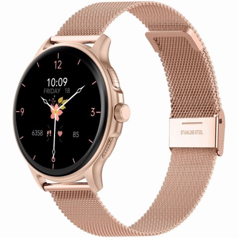 Smartwatch Damski GRAVITY GT12-5 Szary Pasek Silikonowy + Bransoleta Różowe Złoto