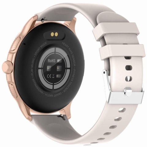 Smartwatch Damski GRAVITY GT12-5 Szary Pasek Silikonowy + Bransoleta Różowe Złoto