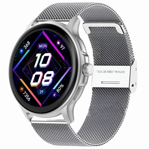 Smartwatch Damski GRAVITY GT12-6 Fioletowy Pasek Silikonowy + Srebrna Bransoleta
