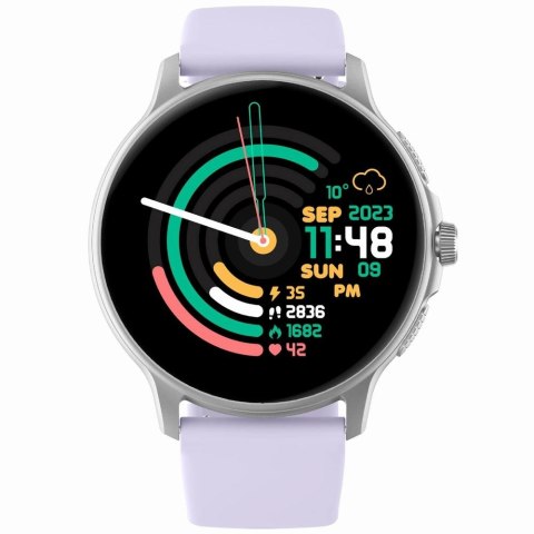 Smartwatch Damski GRAVITY GT12-6 Fioletowy Pasek Silikonowy + Srebrna Bransoleta
