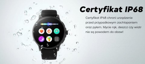 Smartwatch Damski GRAVITY GT12-7 Czarny Pasek Silikonowy + Srebrna Bransoleta
