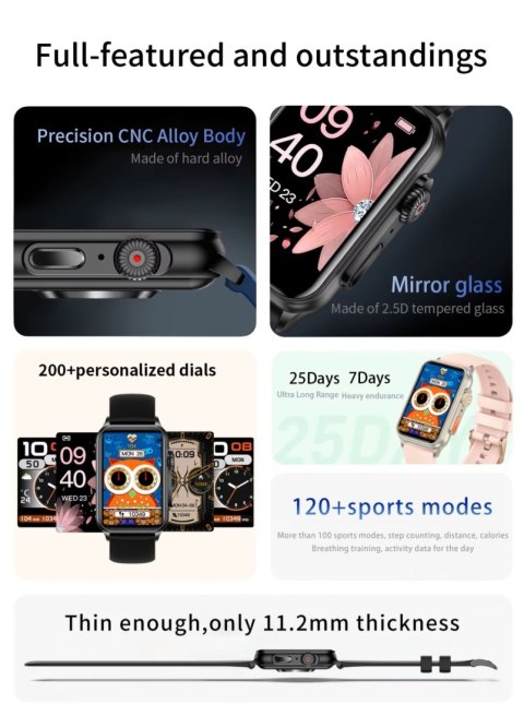 Smartwatch Damski RUBICON RNCF06 Black SMARUB222