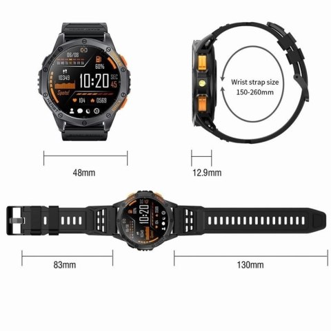 Smartwatch Męski GRAVITY GPS GT24-1 Czarny Pasek Silikonowy + Granatowy Pasek Silikonowy