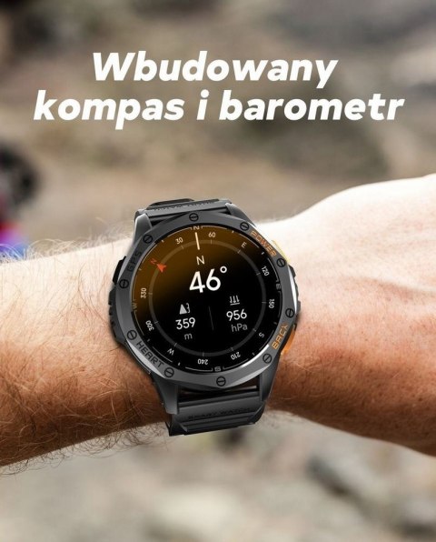 Smartwatch Męski GRAVITY GPS GT24-2 Czarny Pasek Silikonowy + Biały Pasek Silikonowy