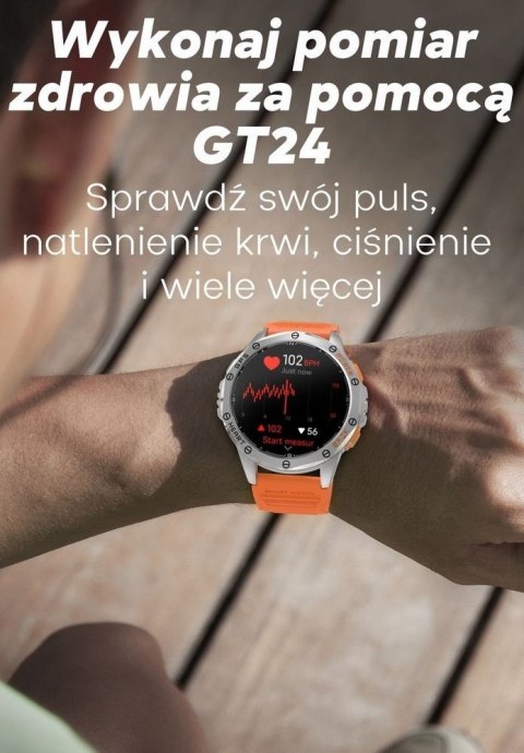 Smartwatch Męski GRAVITY GPS GT24-4 Czarny Pasek Silikonowy + Pomarańczowy Pasek Silikonowy