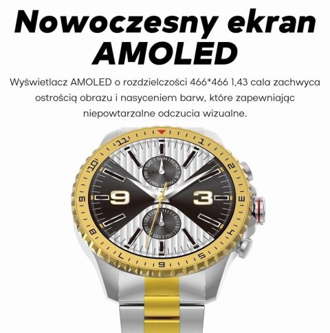 Smartwatch Męski GRAVITY GT16-1 Gold / Złota Bransoleta