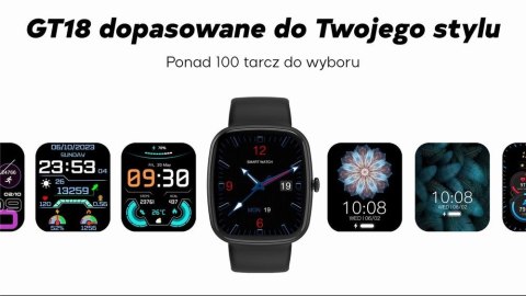 Smartwatch Męski GRAVITY GT18-6 Czarny Pasek Silikonowy + Granatowy Pasek