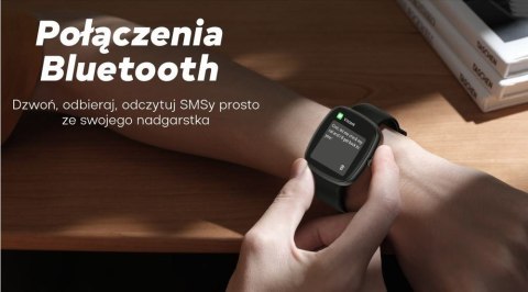 Smartwatch Męski GRAVITY GT18-6 Czarny Pasek Silikonowy + Granatowy Pasek