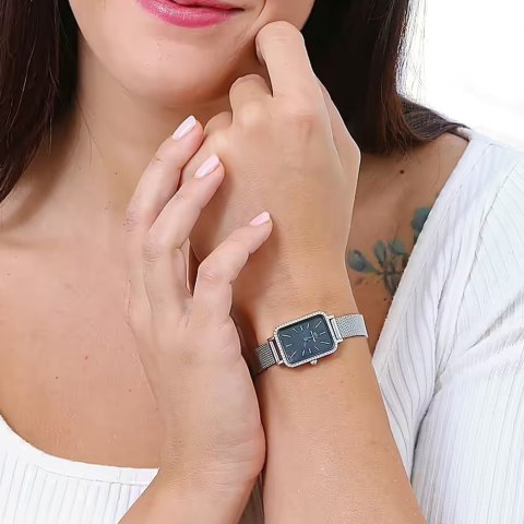 ZEGAREK DAMSKI DANIEL WELLINGTON Quadro Silver Mesh DW00100667 + BOX (zw519k)