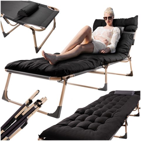 Łóżko turystyczne składane polowe biznesowe 193 cm czarny