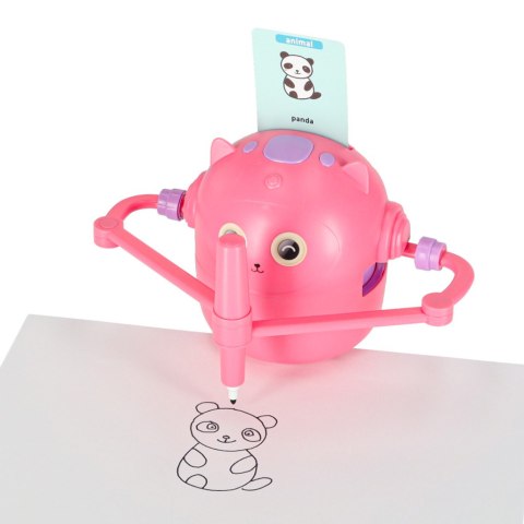 Robot edukacyjny interaktywny nauka rysowania pisania zestaw fiszki mazaki różowy