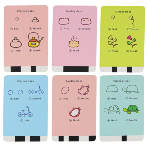 Robot edukacyjny interaktywny nauka rysowania pisania zestaw fiszki mazaki różowy