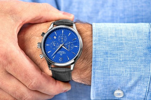 Zegarek Męski Giewont Chronograph Sapphire Czarno Niebieski GW6310-A3