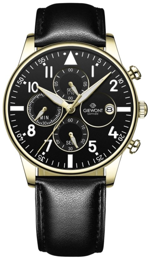 Zegarek Męski Giewont Chronograph Sapphire Czarno Złoty GW5630-A4