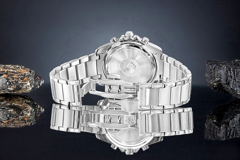 Zegarek Męski Giewont Chronograph Sapphire Srebrno Zielony GW3970-B8