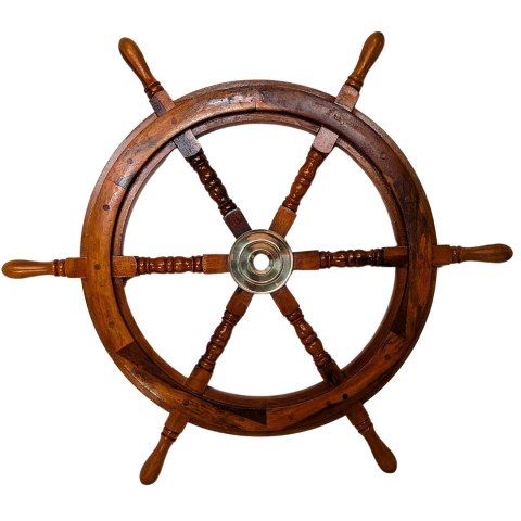 Drewniane koło sterowe z Mosiężnym Wkładem - Miejsce na klin - średnica 75cm - SW2/30'
