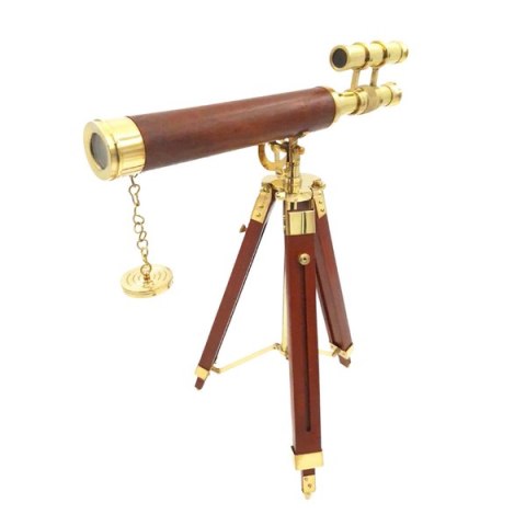 Duża mosiężna luneta na trójnogu - Wysokość maksymalna 57 cm - TDBL
