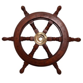 Koło Sterowe Drewniane - 45 cm - Dekoracja Marynistyczna Retro - NC1402A