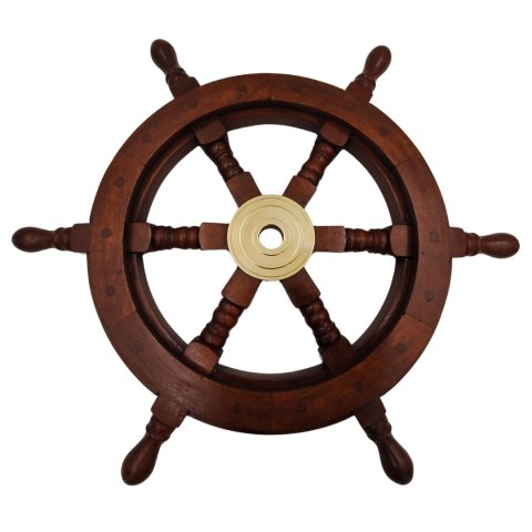 Koło Sterowe Drewniane - 45 cm - Dekoracja Marynistyczna Retro - NC1402A