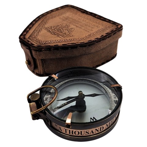 Kompas Magnetyczny - Map Reader w Skórzanym Etui - Retro Gadżet - NC2929