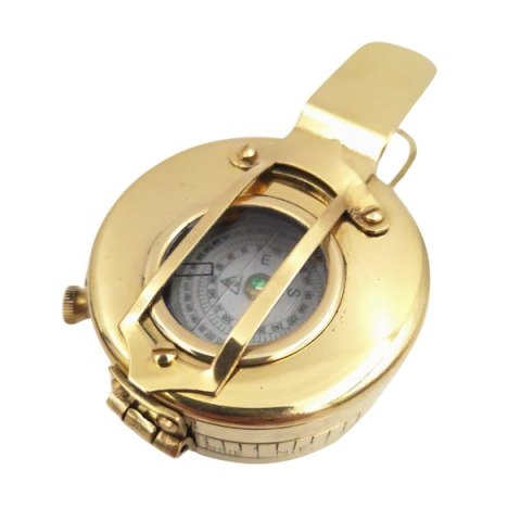 Mosiężny kompas dla inżyniera, geodety, żołnierza w pudełku drewnianym - CA32/2.5