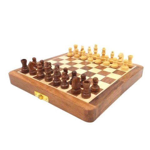 Szachy Drewniane Magnetyczne 17x17cm - Składane - DNU-025