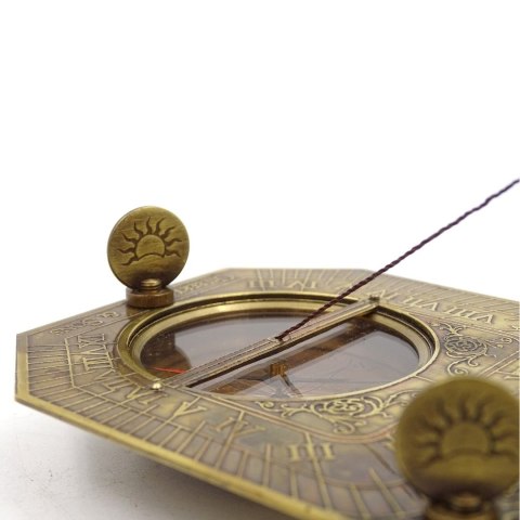 Zegar Słoneczny z Kompasem w Pudełku Drewnianym - Retro Prezent dla Podróżnika - SUN-0106