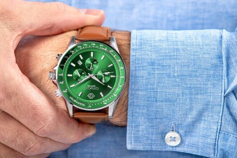 Zegarek Męski Giewont Chronograph Sapphire Brązowo Zielony GW3520-A6