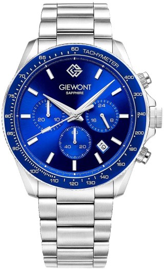 Zegarek Męski Giewont Chronograph Sapphire Srebrno Niebieski GW3520-B3