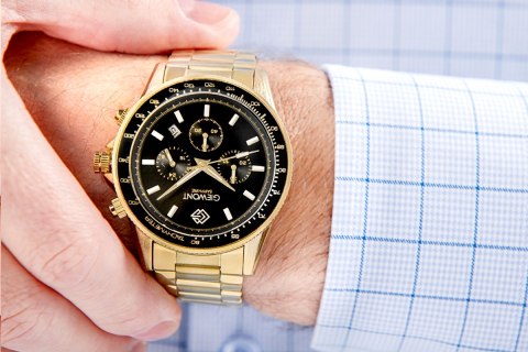 Zegarek Męski Giewont Chronograph Sapphire Złoto Czarny GW3520-B4