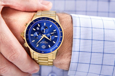 Zegarek Męski Giewont Chronograph Sapphire Złoto Niebieski GW3520-B5