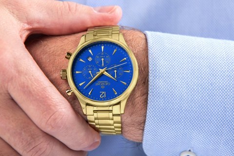 Zegarek Męski Giewont Chronograph Sapphire Złoto Niebieski GW6310-B5