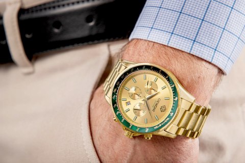 Zegarek Męski Giewont Chronograph Sapphire Złoto Zielony GW3520-B6