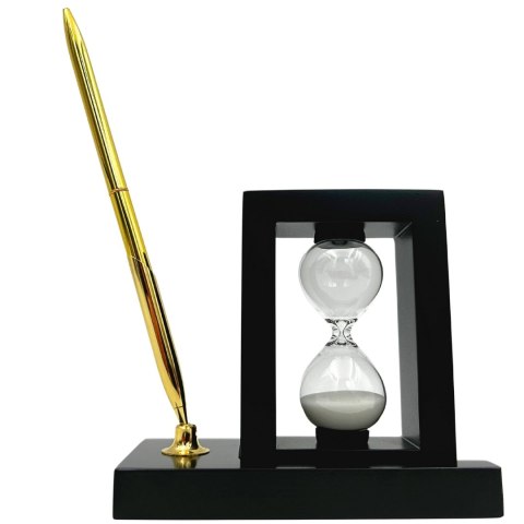 Dekoracyjny Zestaw na Biurko z Klepsydrą 3 minuty i Stojakiem na Długopis - 121W