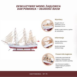Ekskluzywny model żaglowca Dar Pomorza - Długość 82cm - 5P-70