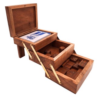 Elegancki Zestaw Gier 3w1 - Karty Kości Domino - DNU-101
