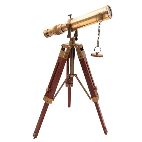 Luneta Mosiężna Retro na Trójnogu Drewnianym - Regulowana Wysokość - SR010