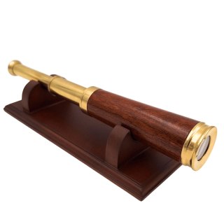 Luneta Mosiężno-Drewniana na Eleganckiej Podstawie Drewnianej - Dekoracja Retro - CER029